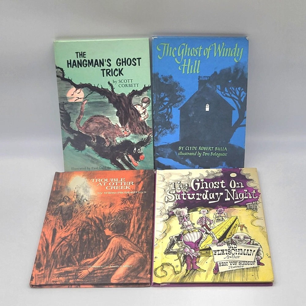 Vintage Spooky Children's Book Lot 4 Hardcover Ghosts 1960s 1970s Weekly Reader